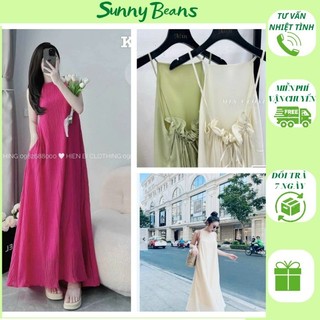 Váy V47 hai dây maxy dáng dài chất đũi đi biển