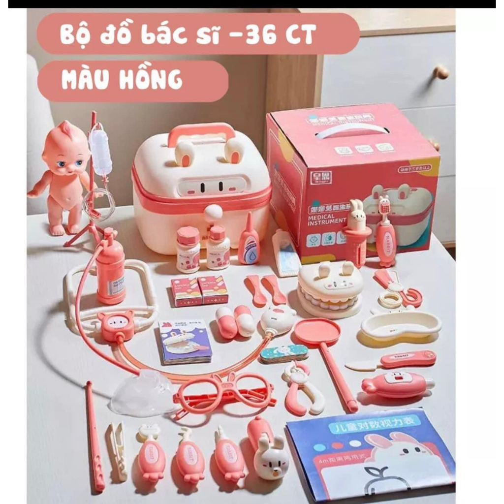 BỘ ĐỒ CHƠI BÁC SĨ THỎ LOẠI XỊN ĐẸP 36 CHI TIẾT CHO BÉ -dochoigo.vn
