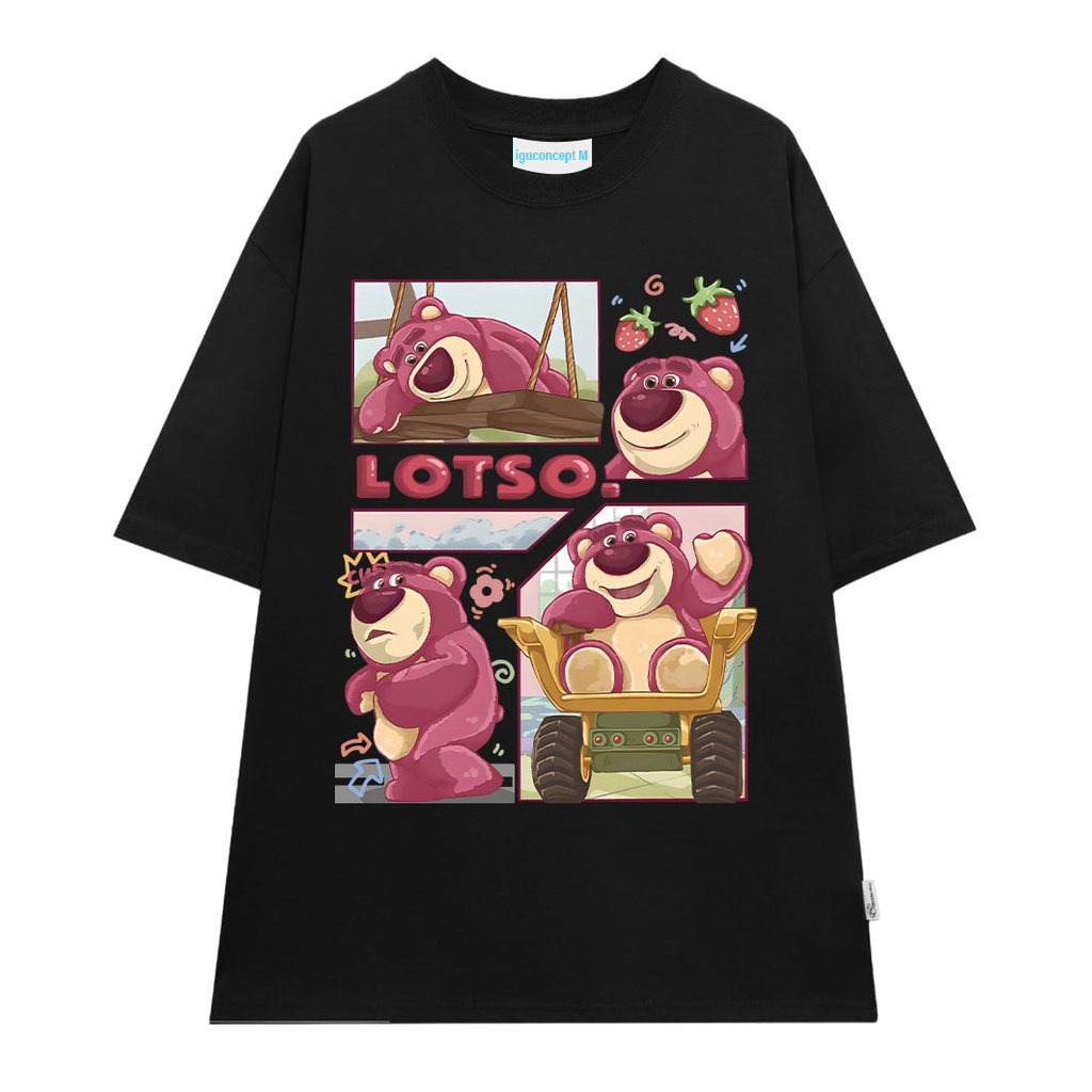 Áo thun gấu lotso form rộng chất vải cotton in graphic