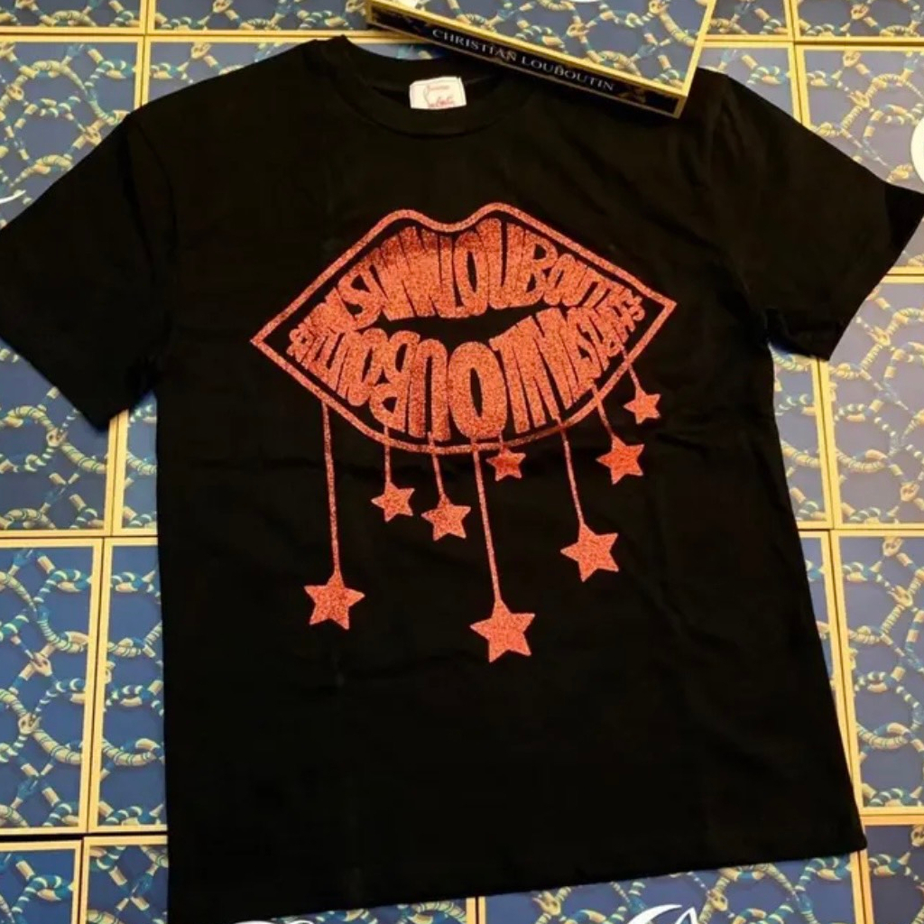 Áo Thun Nam LBT Siêu Cấp In Kim Tuyến Môi Màu Đỏ Chất Liệu Cotton Unisex Nam Nữ Siêu Đẹp Cháy phố 2023