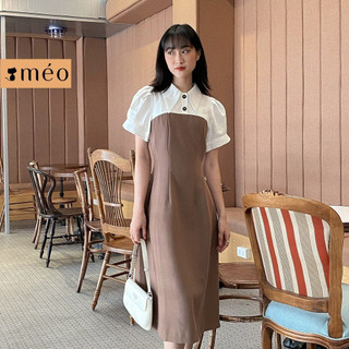Váy liền nữ Méo shop cổ sơ mi tay ngắn dáng dài Daly