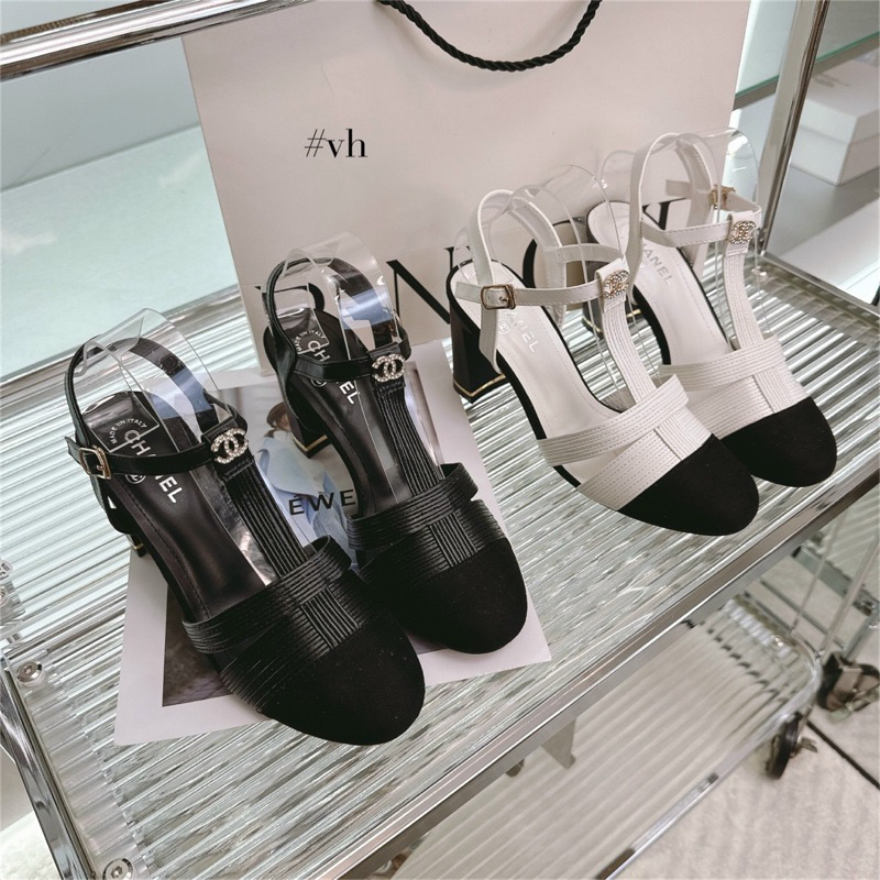 Giày cao gót, sandal nữ bít mũi HỒ NGỌC HÀ gót vuông cao 7cm
