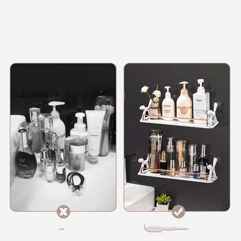 Kệ để đồ nhà bếp để gia vị, kệ để đồ nhà tắm kèm miếng dán Aswei A106Z (1 kệ)