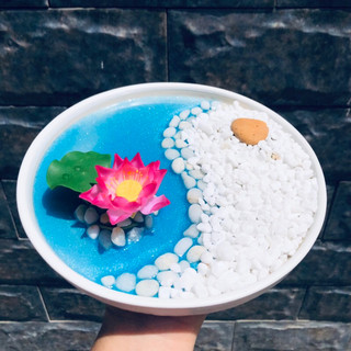 Decor để bàn Hoa Sen Đá -quà tặng tự trang trí handmade lưu niệm diy