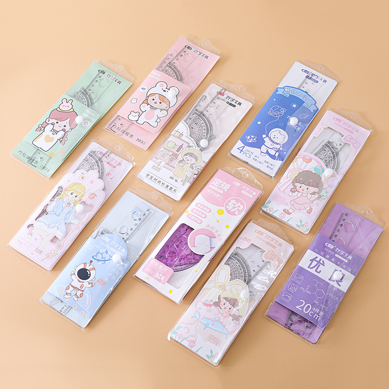 Bộ thước ê ke 4 chi tiết nhiều mẫu dễ thương SAMYBABYY