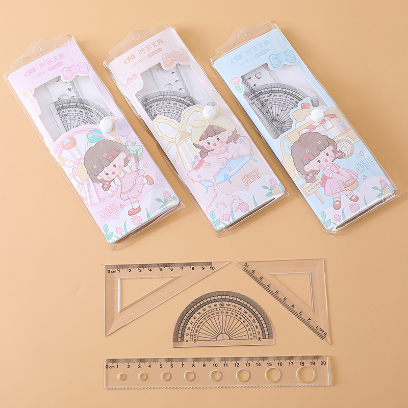 Bộ thước ê ke 4 chi tiết nhiều mẫu dễ thương SAMYBABYY