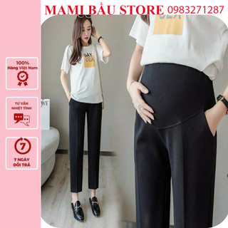 V001] quần bầu công sở-quần bầu baggy cạp cao có đáp bụng và chun chỉnh tiện lợi cho mẹ