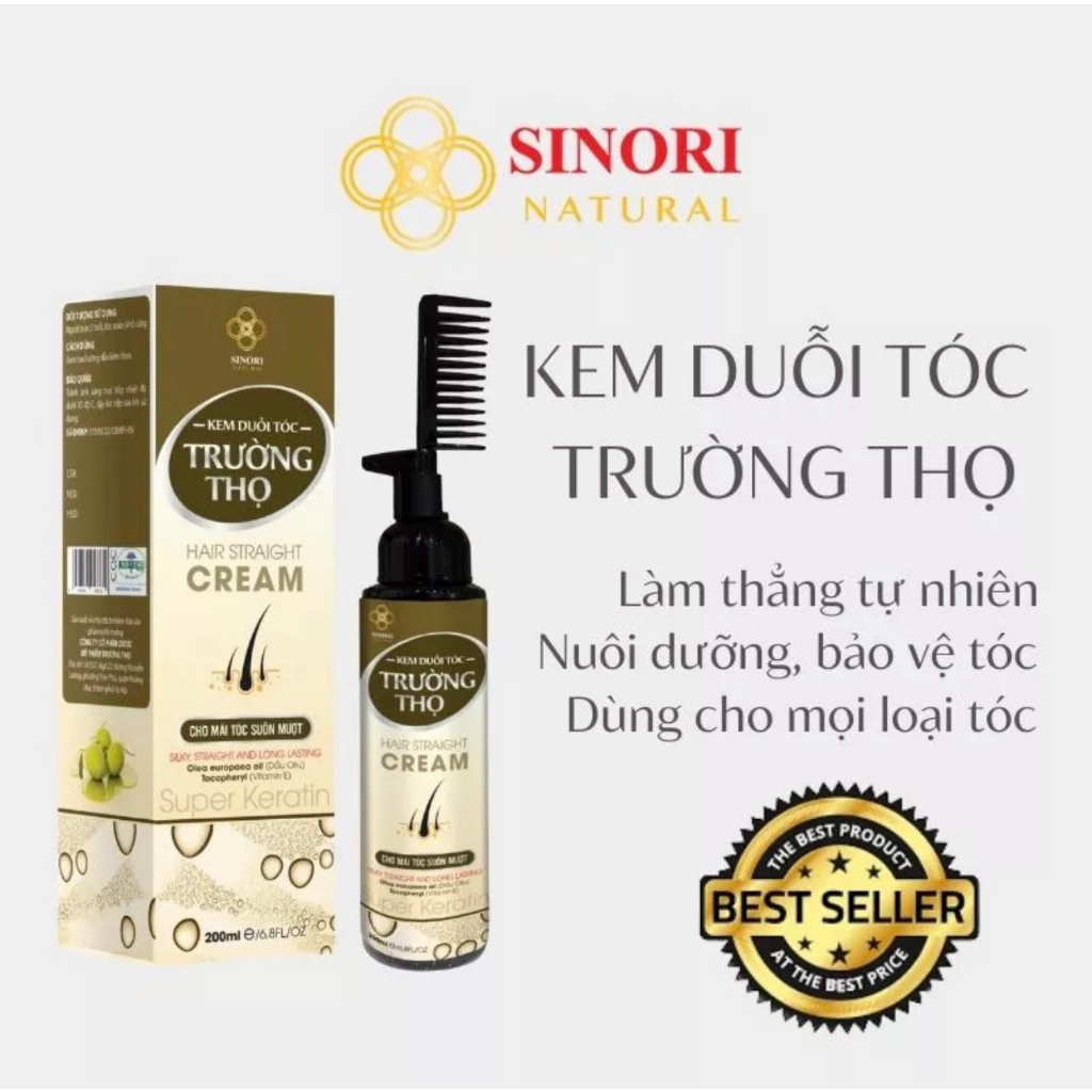 Kem duỗi tóc tại nhà Sinori, chứa Protein không làm tổn thương tóc, không hăng, chính hãng 200ml