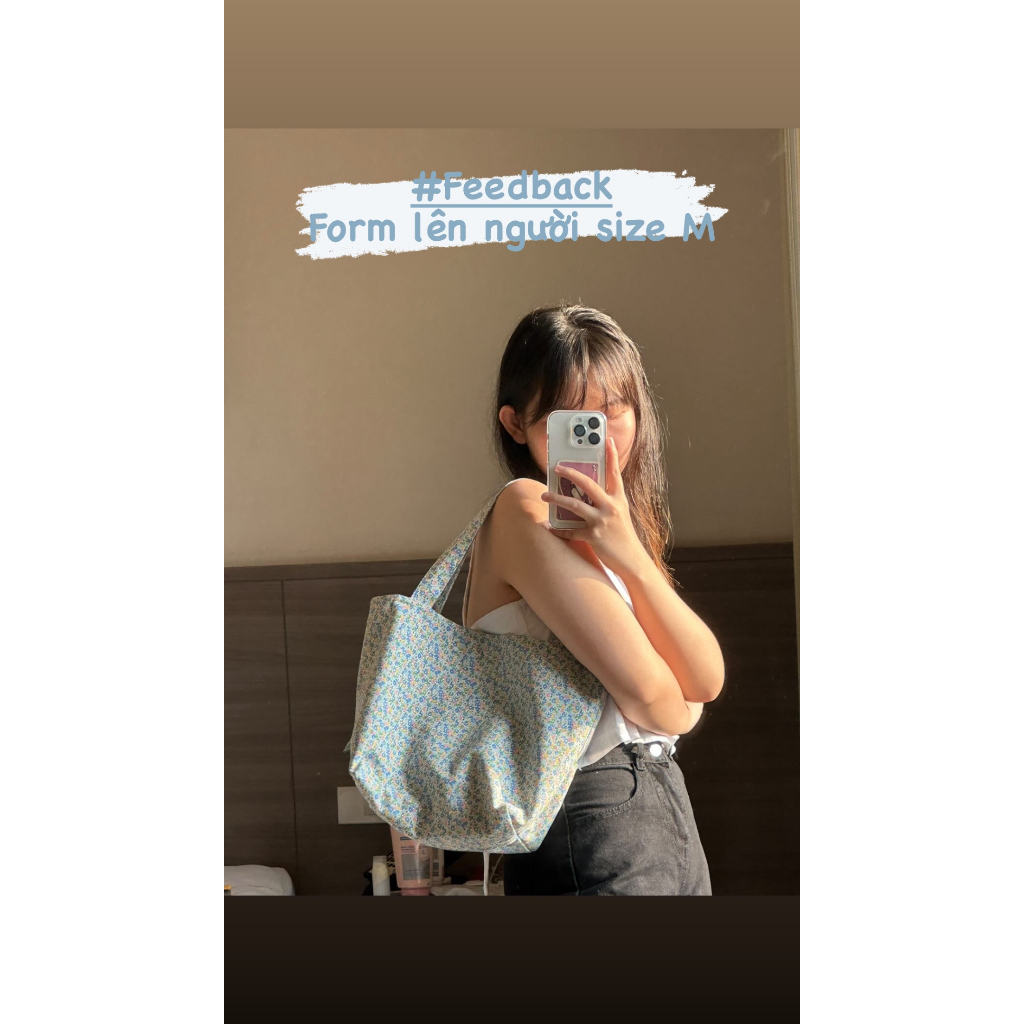 TÚI TOTE BLUE FLOWER HANDMADE CHÍNH HÃNG CLOUDY SIÊU XINH ĐỨNG FORM CHẮC CHẮN