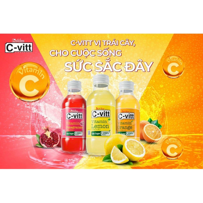 Nước vitamin C C-VITT - Bổ sung Vitamin C - Tăng đề kháng, giảm stress, sáng da tự nhiên - Chai 140ml