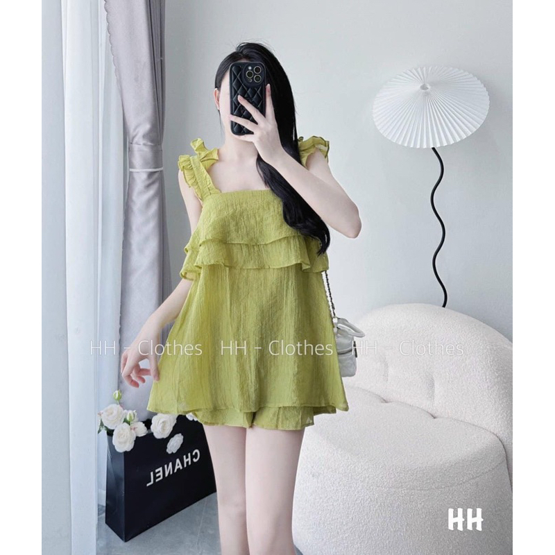 Set bộ đũi tơ cánh tiên bèo tầng kèm quần