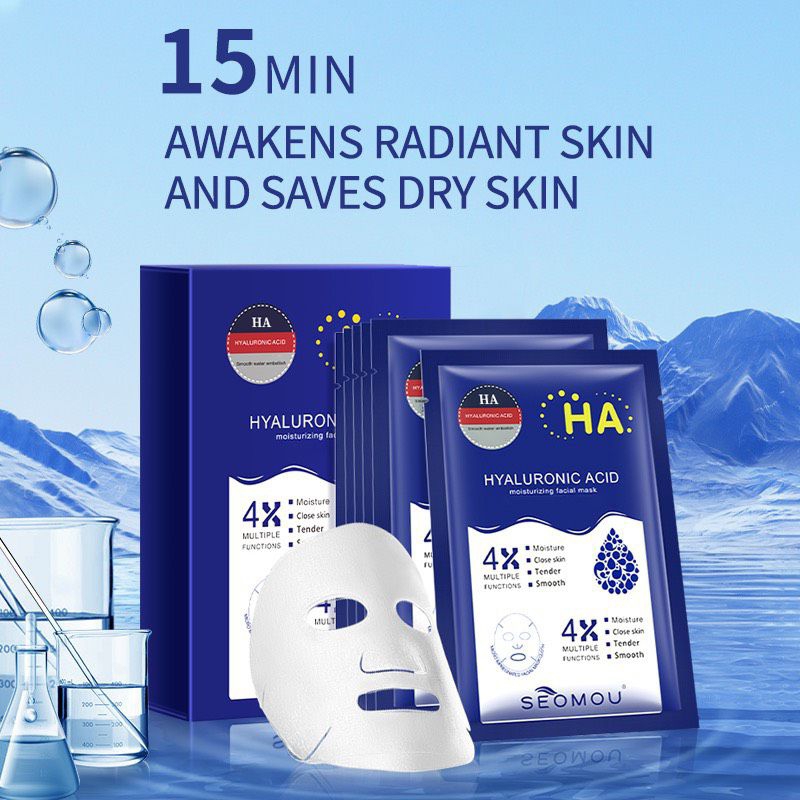 Hộp 5 Miếng Mặt Nạ Hyaluronic Acid Seomou Cứu Tinh Cho Làn Da, Mặt Nạ Dưỡng Ẩm, Làm Sáng Da, Giảm Thâm Sạm