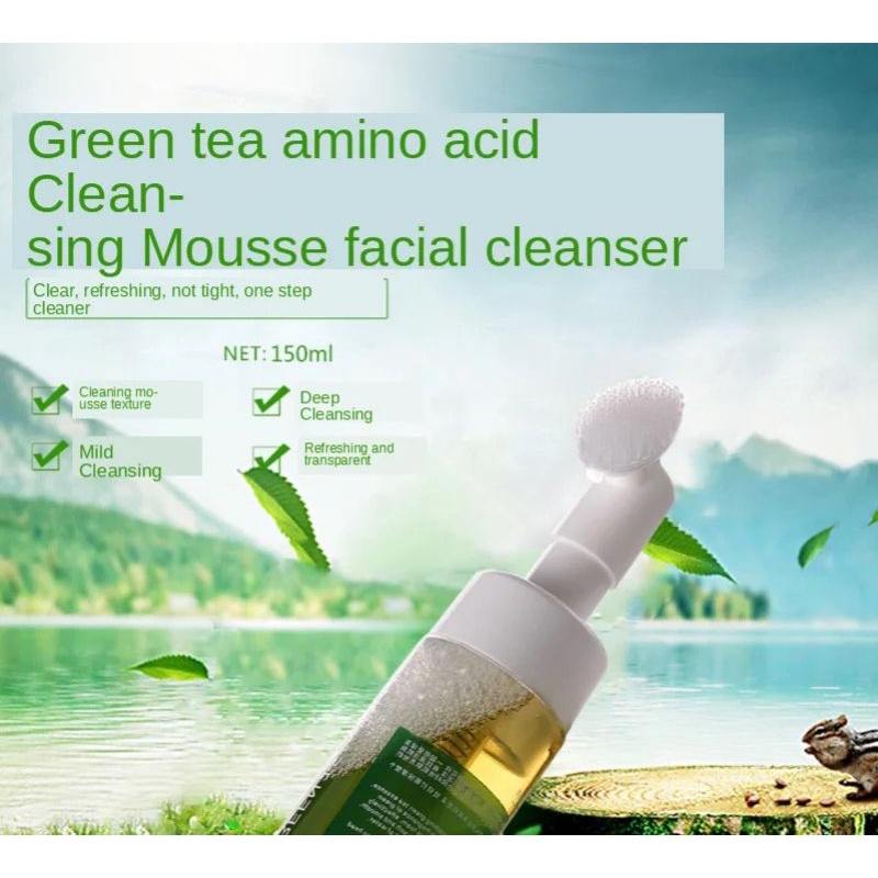 Chai Sữa Rửa Mặt Tạo Bọt Kiêm Tẩy Trang 150ml Chiết Xuất Tình Chất Lá Trà Xanh Giúp Làm Sạch Bụi Bẩn, Tẩy Trang Cho Da