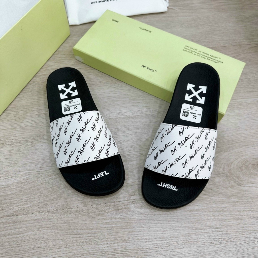 Dép nam quai ngang Off White chữ nhỏ chéo Cao Cấp mẫu mới 2023 - Dép Nam Nữ Thời Trang Cao Cấp Mẫu Hot Năm 2023