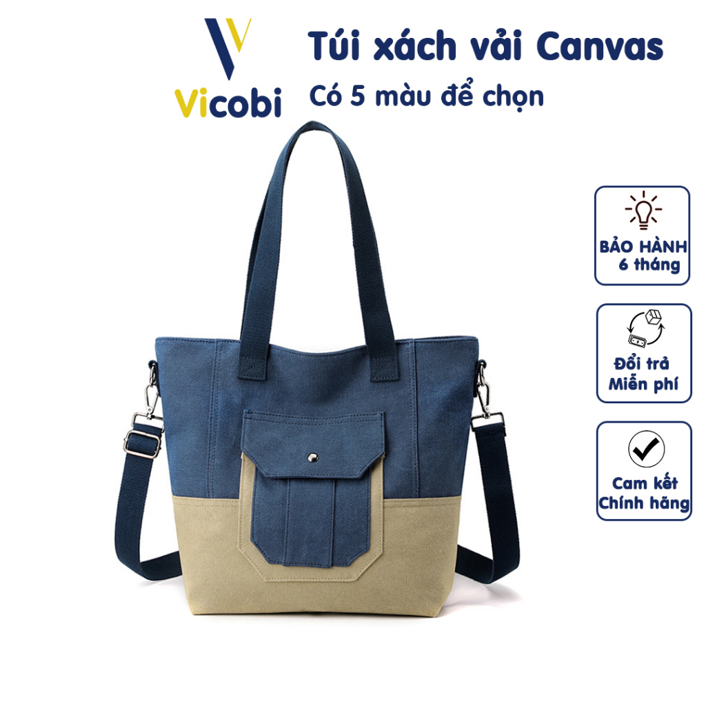 Túi xách vải Canvas dày dặn Vicobi Hathaway CV6, đeo chéo, cầm tay rất tịện làm, du lịch, cafe hay đi học