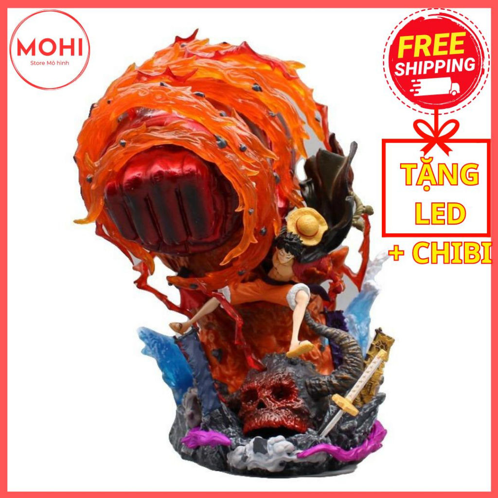 Mô hình LUFFY GEAR 3 RED ROCK, cao 25 cm, có hộp màu - Mô hình One Piece ( Tặng Led + Chibi )