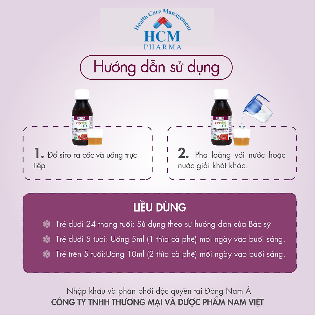 Sắt vitamin c tăng sức đề kháng cho bé SPECIAL KID FER & VITAMINES chai 125ml vị dâu nhập khẩu Pháp SPC04