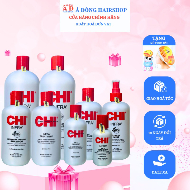 [USA] Dầu gội xả + Tinh dầu dưỡng tóc CHI Silk Infusion phục hồi, siêu mềm mượt của Mỹ New 2023