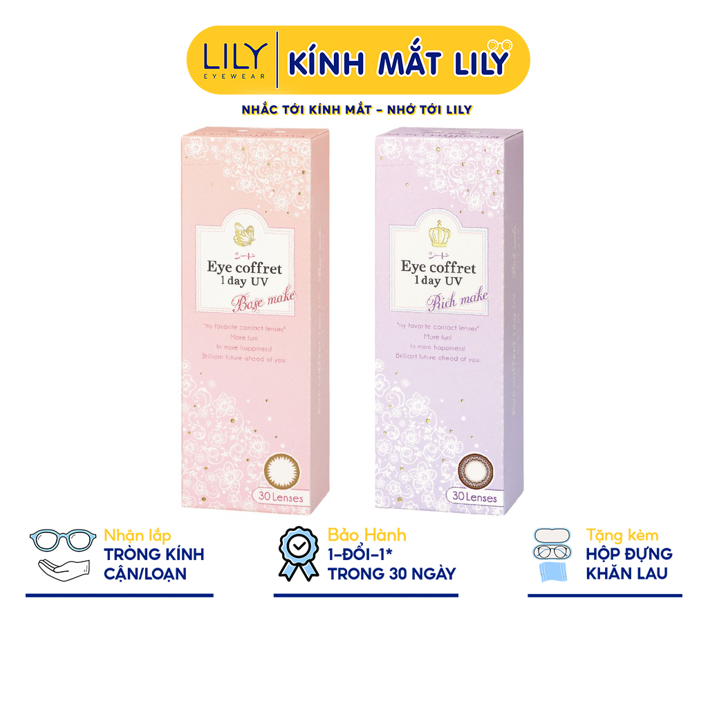 Lens 1 ngày LILYEYEWEAR kính áp tròng cận màu SEED Eye coffret 1day UV số 1 Nhật Bản độ tới 6.5