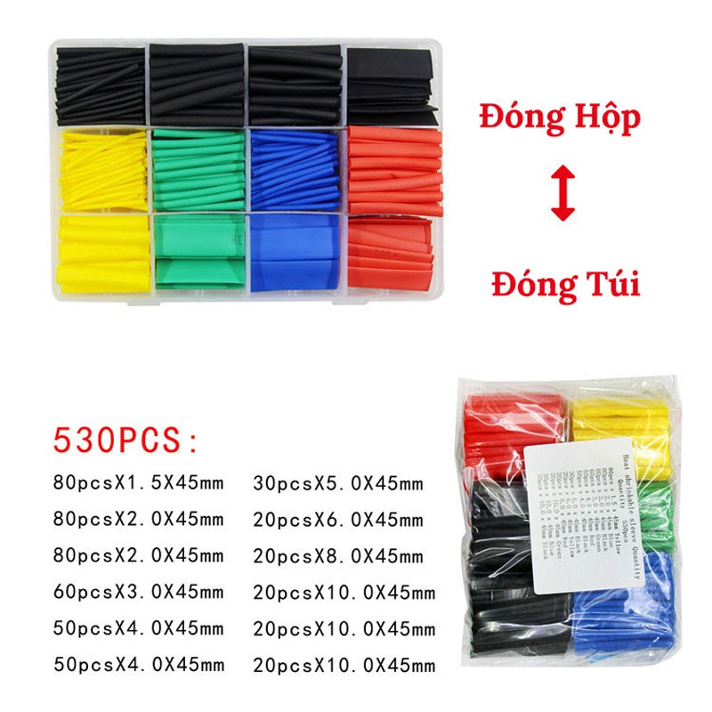 Ống Co Nhiệt, Ống Gen Co Nhiệt Cắt Sẵn Để Bọc Dây Điện, Mối Hàn 127pcs; 164pcs; 328pcs; 530pcs Nhiều Màu HOUSESHOP68