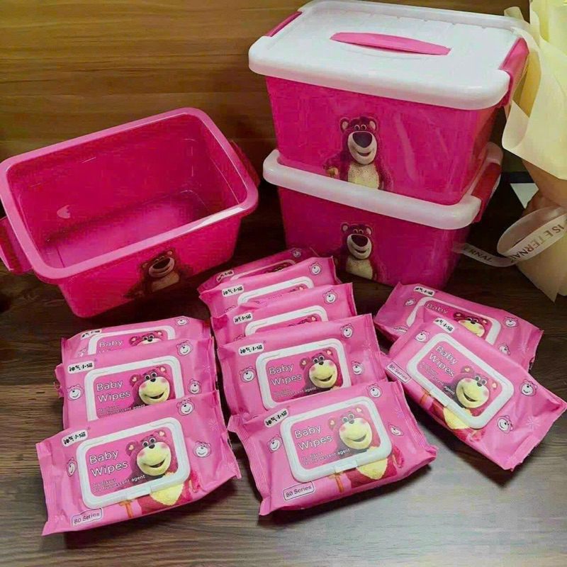 ✨✨✨⚡️ Set 10 Gói Khăn Giấy Gấu Dâu Kèm Xô Gấu Dâu Siêu Xịn_Gấu Xô✨✨⚡️