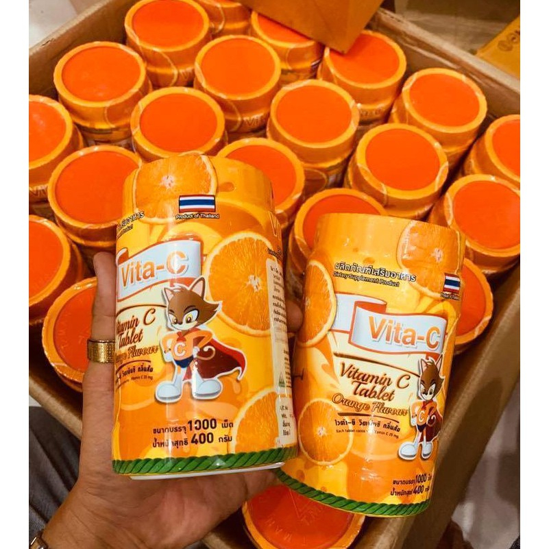 Hộp 1000 Viên Kẹo Vitamin C Thái Lan Vị Cam, Dứa Kẹo Ngậm Vita C Bổ Sung Vitamin C Tăng Cường Đề Kháng Cho Bé - Laihcmn