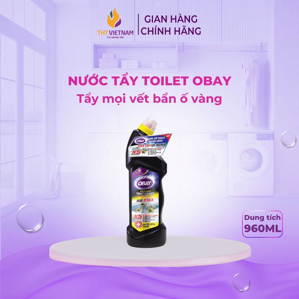 Nước Toilet và vệ sinh nhà tắm Obay 960ml màu đen ( tẩy cực mạnh)