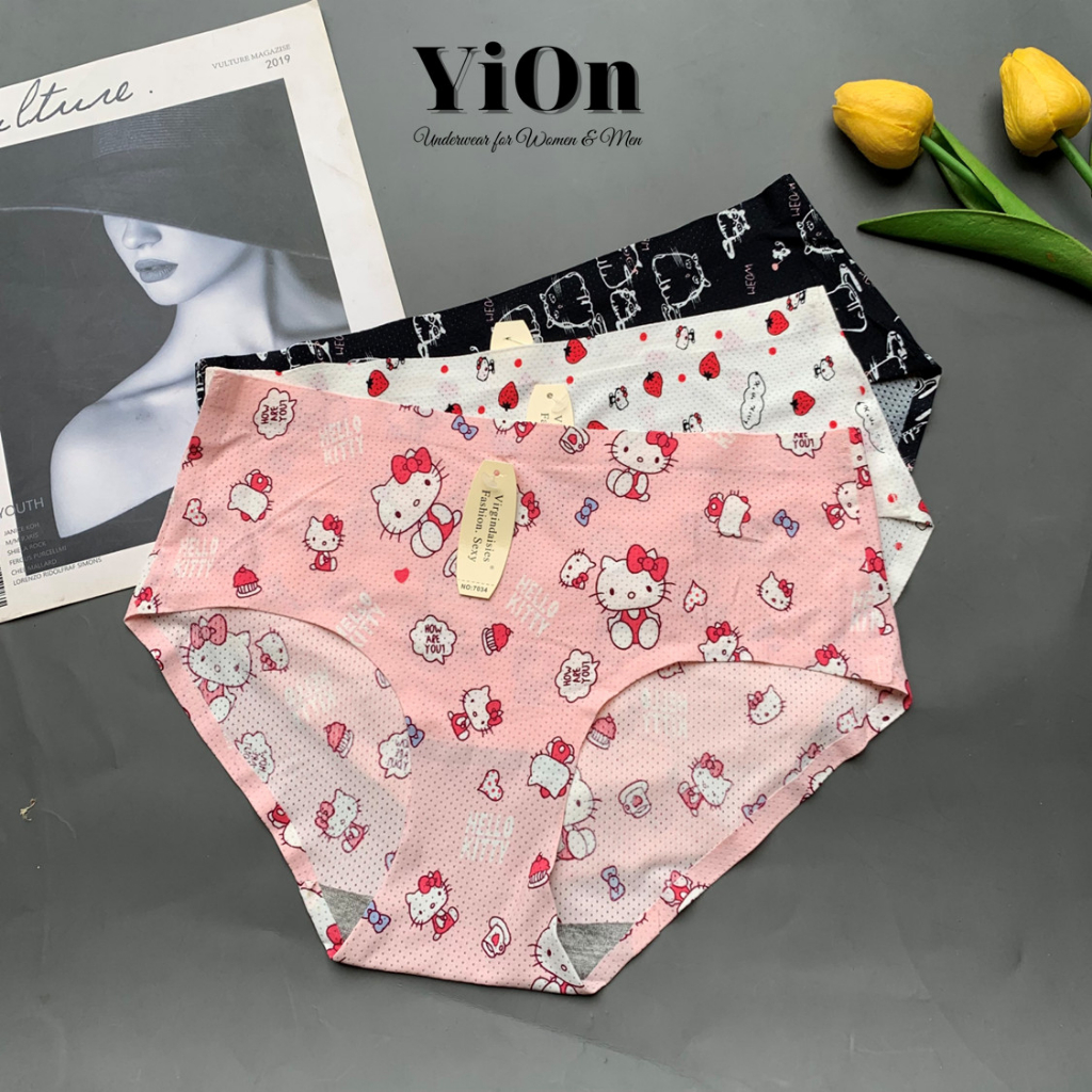 Combo 5 quần lót su họa tiết đáng yêu thông hơi không đường may YiOn Underwear 7033-34