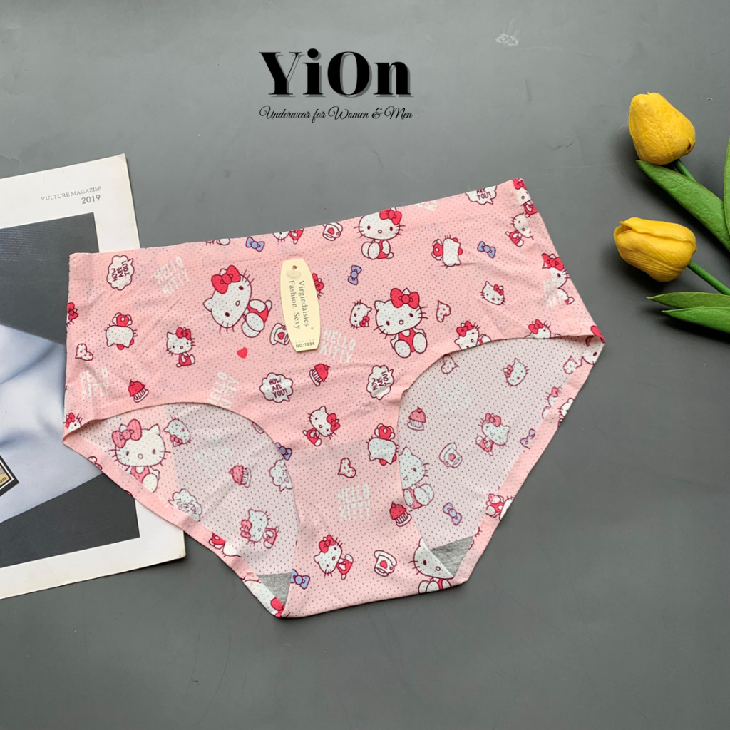 Combo 5 quần lót su họa tiết đáng yêu thông hơi không đường may YiOn Underwear 7033-34