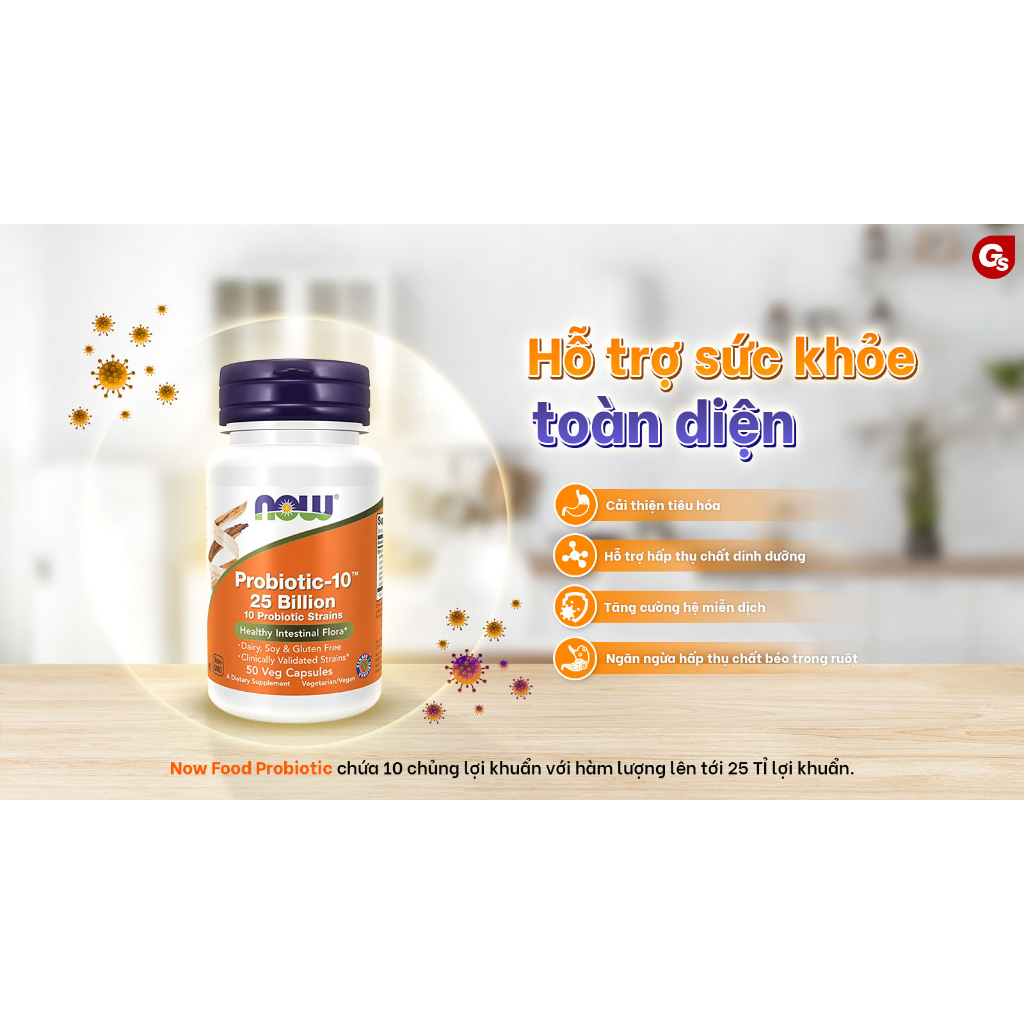 Viên uống Vitamin Now Food Probiotic-10 25 Billion  nhập khẩu Mỹ - Gymstore