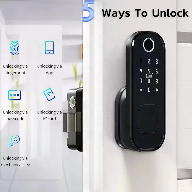 Khóa vân tay ngoài trời 2 mặt,giọng nói tiếng việt,app Tuya cửa gỗ, cửa sắt, cửa cổng. mở khóa vân tay, mã số, thẻ từ..