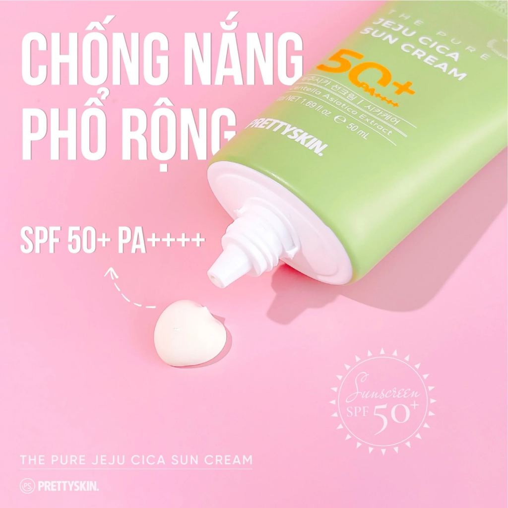 Kem chống nắng rau má Pretty Skin The Pure Jeju Cica Sun Cream 50ml