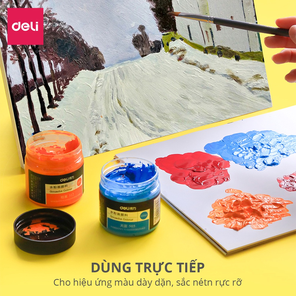 [HỌA CỤ DELI] Màu Nước Hũ 100m Goat Gouache cao cấp Finenolo By Deli - Chất Siêu Mịn Pha Sẵn Dễ Trộn Màu Sắc Tươi Sáng