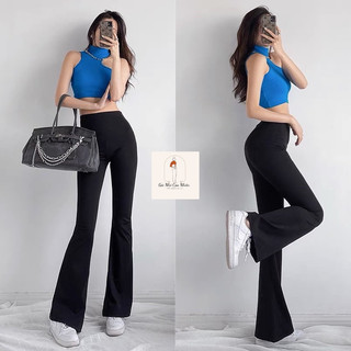 Quần ống loe nữ dáng dài cạp cao, quần legging ống loe tôn dáng