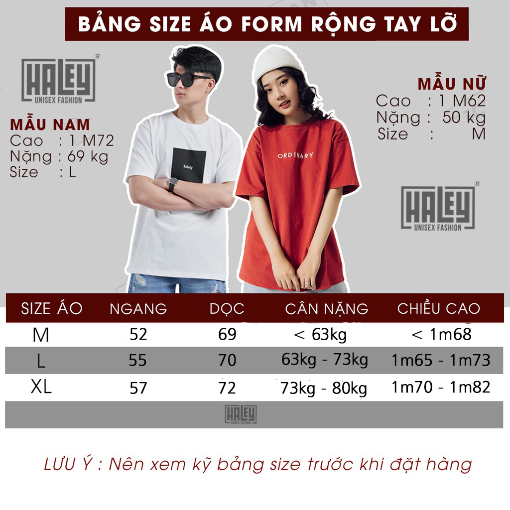 Áo thun Nam Nữ Unisex Form rộng tay lỡ HALEY street wear Basic cao cấp chất cotton 100% phông siêu mát  TN107