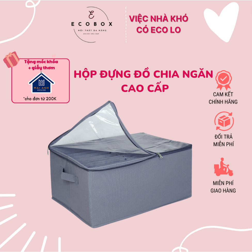Hộp đựng quần áo hộp vải đựng quần áo cao cấp chia 7 9 12 16 ngăn vải không dệt cứng cáp gấp gọn hàng xuất khẩu ECO BOX