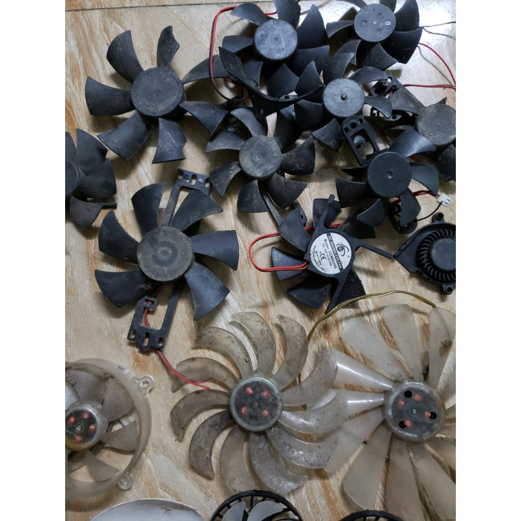 Quạt tản nhiệt 12v .6x6cm cũ và 20v.24v và 36v 12x12x2,5cm, 18v  các loại