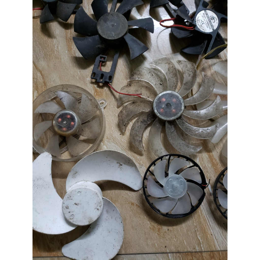 Quạt tản nhiệt 12v .6x6cm cũ và 20v.24v và 36v 12x12x2,5cm, 18v  các loại