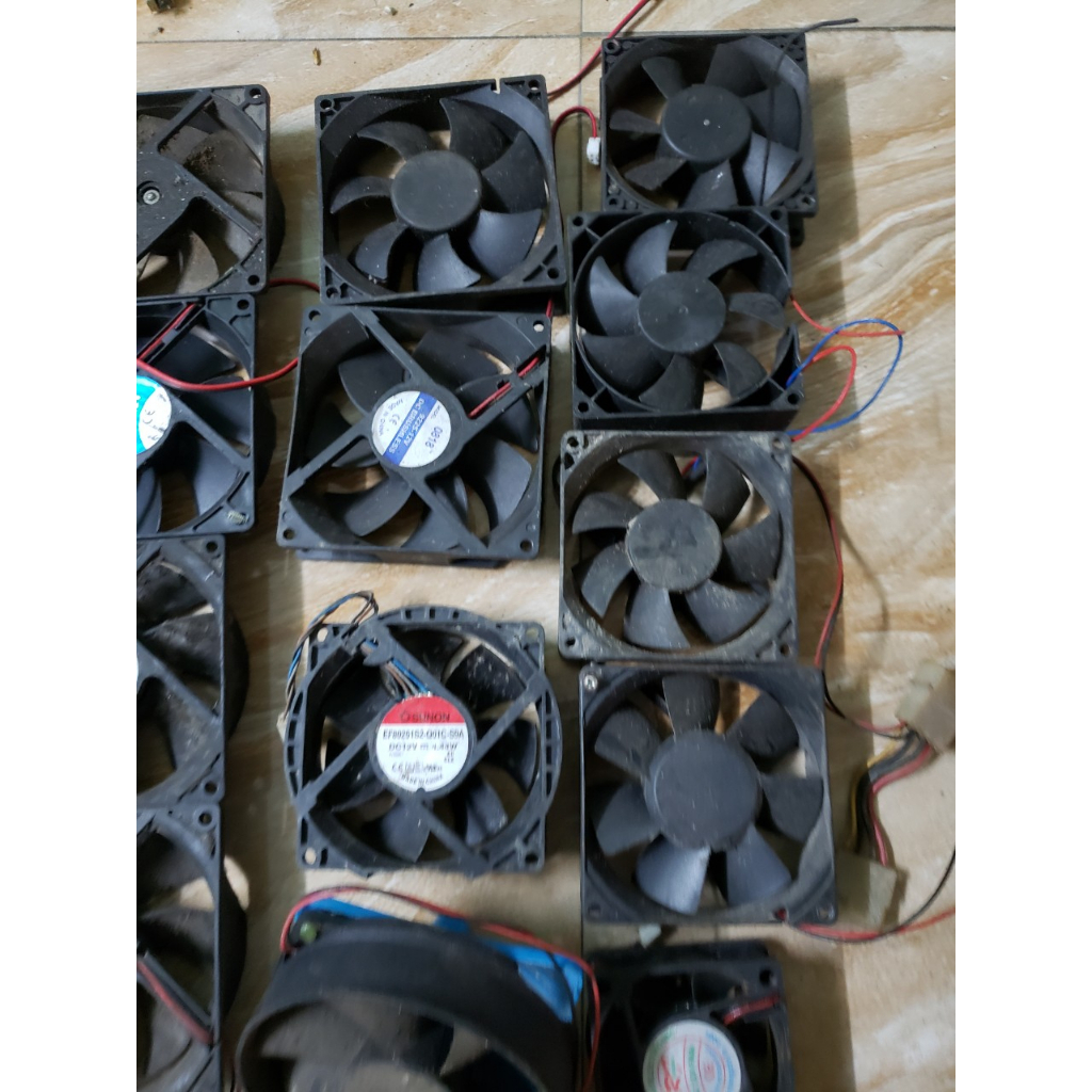 Quạt tản nhiệt 12v .6x6cm cũ và 20v.24v và 36v 12x12x2,5cm, 18v  các loại