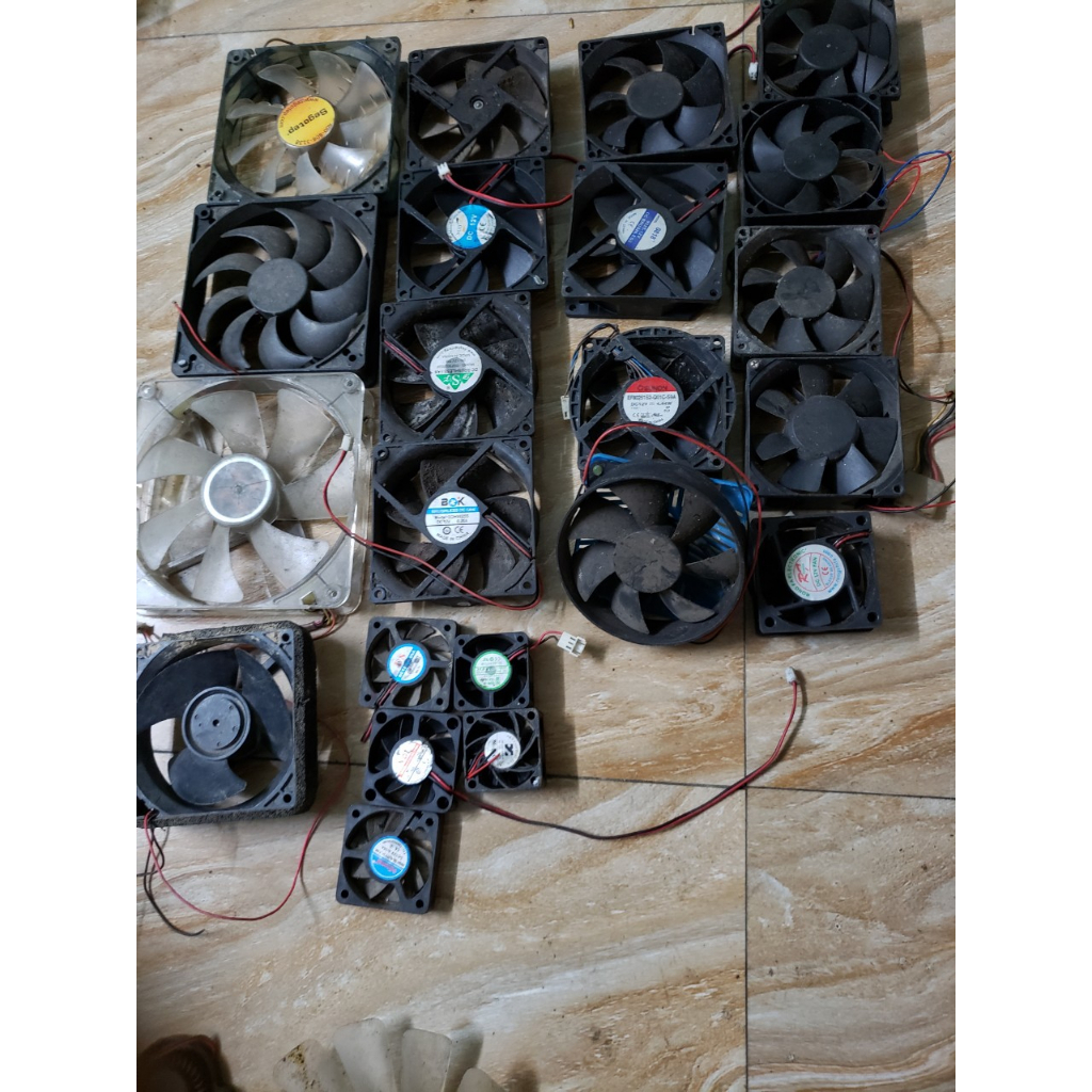 Quạt tản nhiệt 12v .6x6cm cũ và 20v.24v và 36v 12x12x2,5cm, 18v  các loại