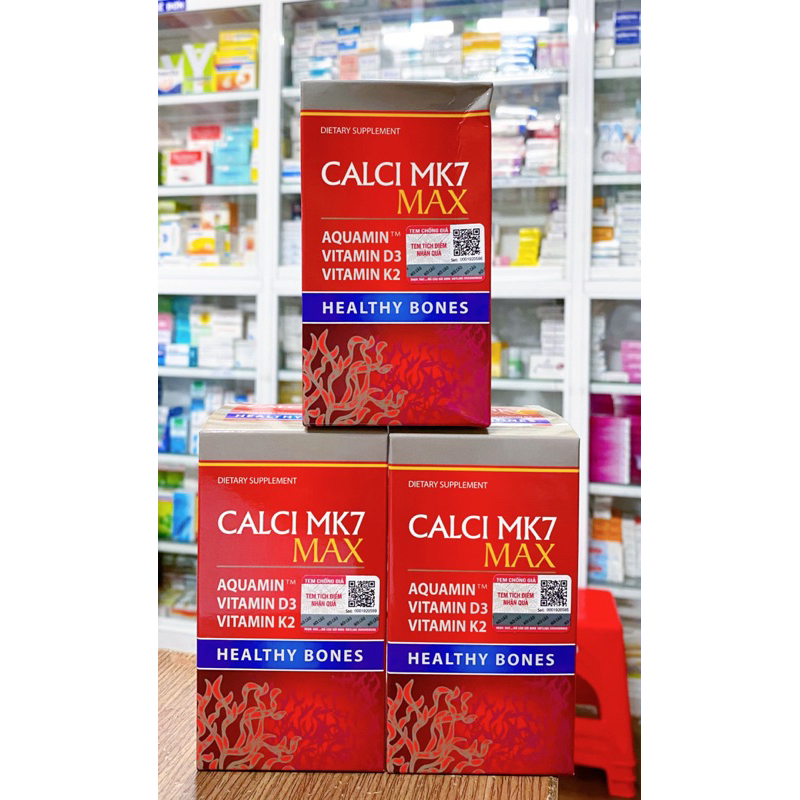 Canxi MK7 Max - Viên uống bổ sung canxi tảo đỏ tự nhiên, vitamin D3,Mk7 hộp 60viên