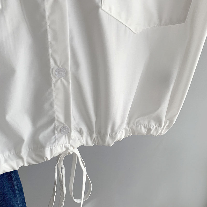 Áo Sơ Mi Nữ Croptop Phối Túi Gập Vạt Rút Dây Tay Hến Có Mút Đệm Thời Trang Sugal TOP NU 082V1