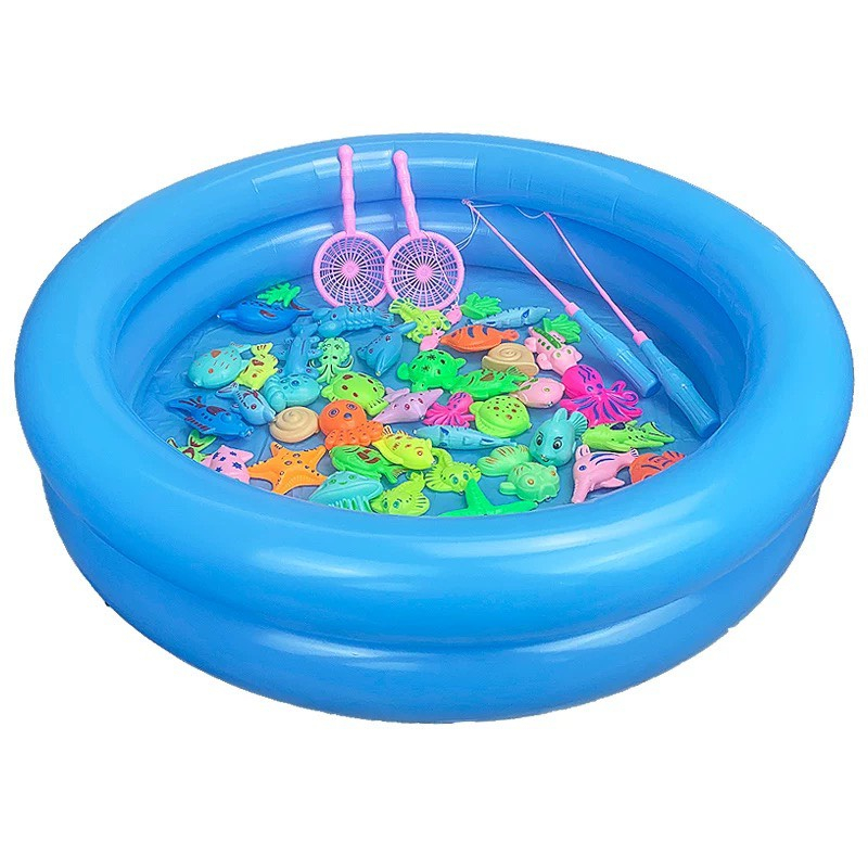 Bộ đồ chơi câu cá cho bé 42 chi tiết gắn nam châm gồm cần câu nhựa bể phao 2 tầng cho trẻ thỏa thích vuichơi-dochoigo.vn