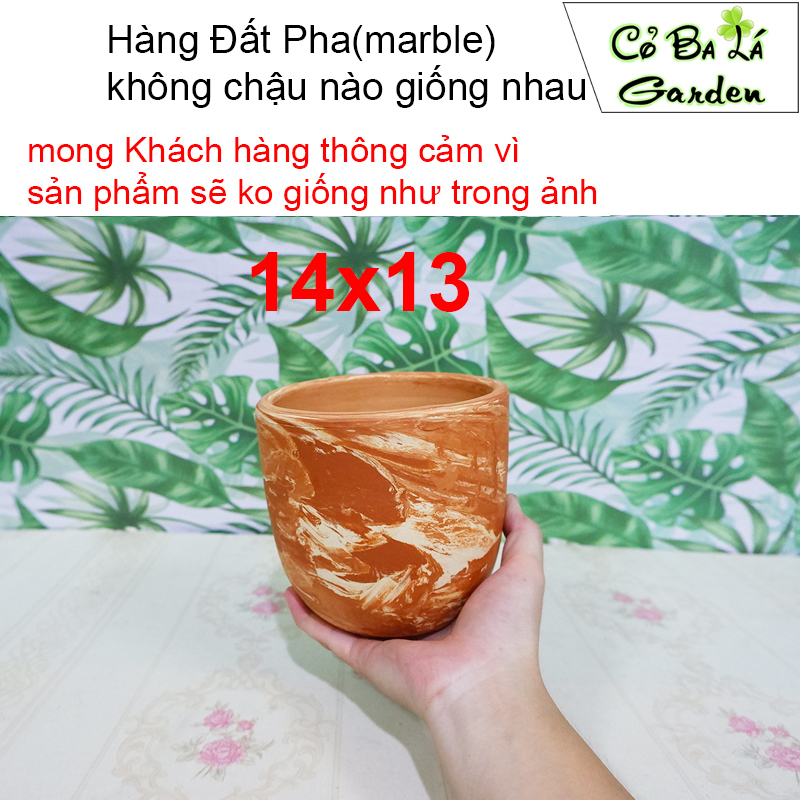 Chậu đất nung trứng Loang, bộ 3 chậu , phù hợp trồng sen đá xương rồng