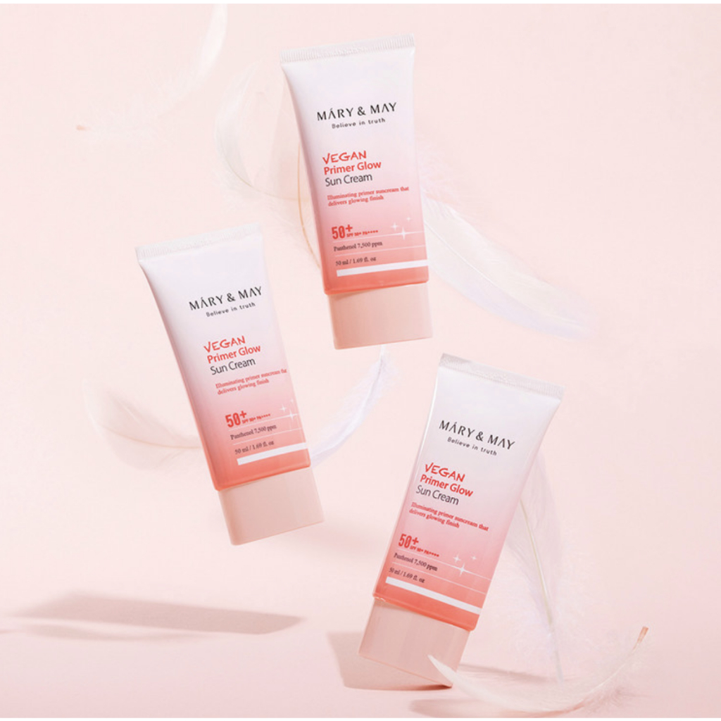 Kem chống nắng thuần chay nâng tông tự nhiên Mary&May Vegan Primer Glow Sun Cream SPF50+ PA++++ 50ml