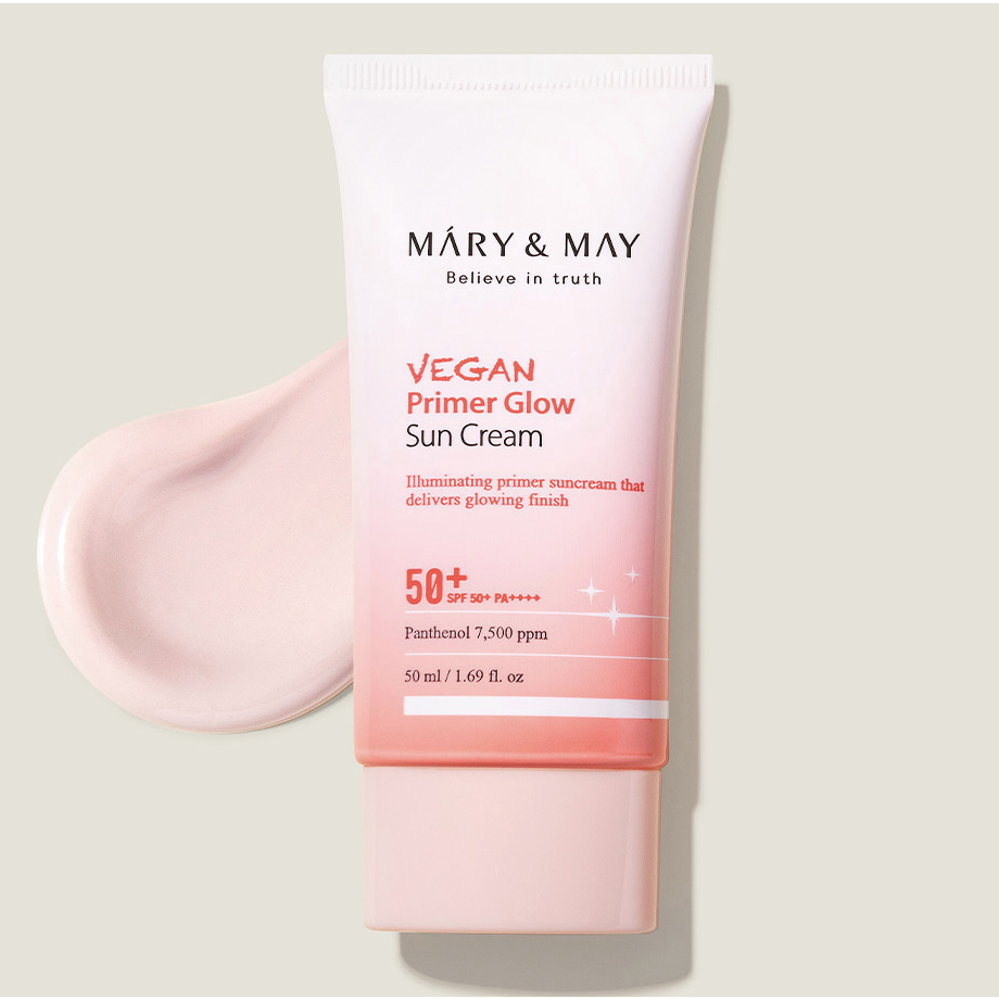 Kem chống nắng thuần chay nâng tông tự nhiên Mary&May Vegan Primer Glow Sun Cream SPF50+ PA++++ 50ml