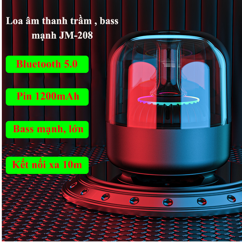 Xả kho giá sỉ - Loa Bluetooth JM-208 mini Có Đèn Led 7 màu - Loa Bluetooth pin trâu âm thanh vòm 6D bass ấm