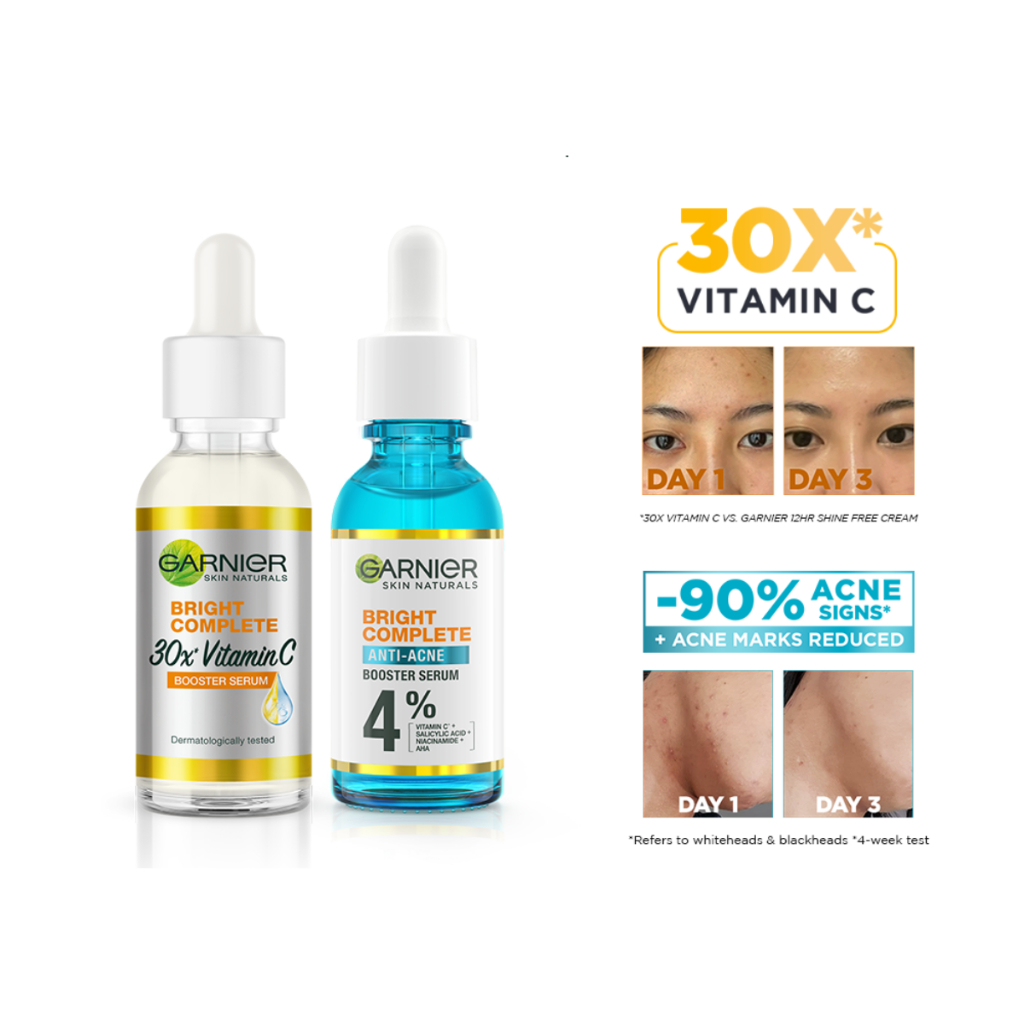 Dưỡng chất cho da dầu mụn Garnier Bright Complete Anti-Acnes Booster Serum 4%  7,5ml