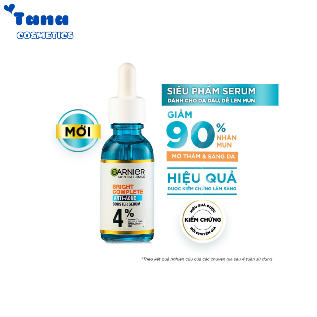 Dưỡng chất cho da dầu mụn Garnier Bright Complete Anti-Acnes Booster Serum 4%  7,5ml