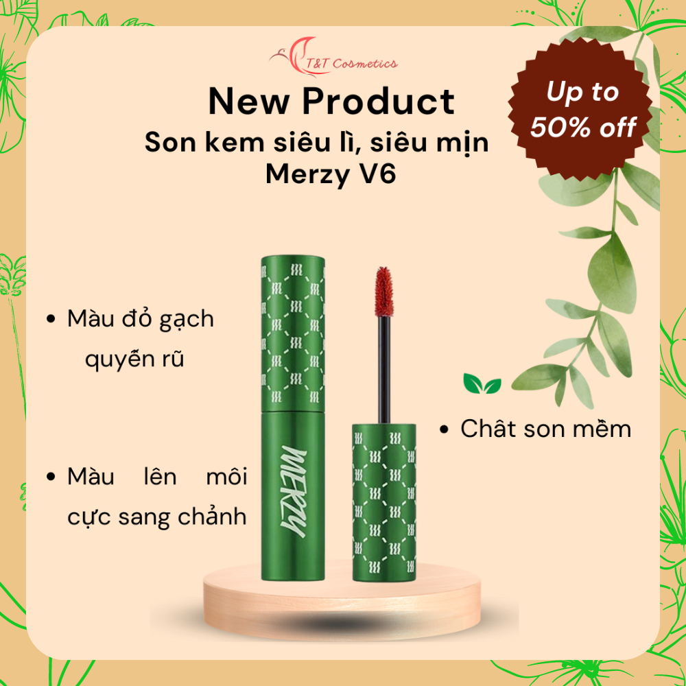TT_C Son Kem Merzy Another Me The First Velvet Tint V6 Vỏ Xanh Lá - Thỏi, Siêu Lì, Siêu Mịn